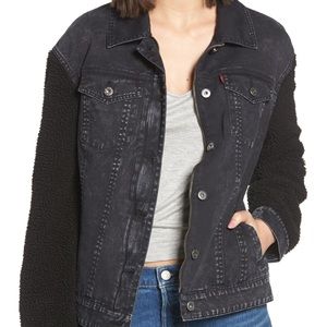 Levi's Denim Faux Shearling Sleeve Trucker Jacket